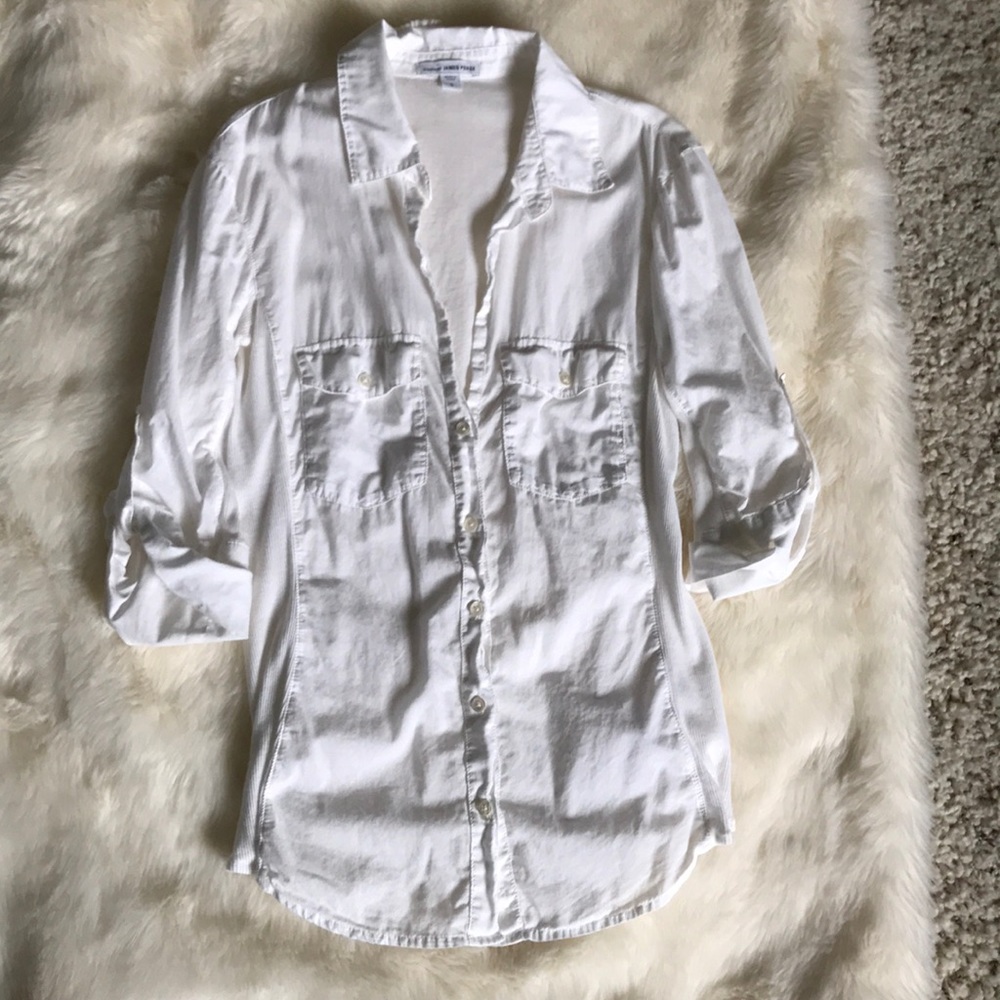 James Perse Henley Collar Oxford Shirt